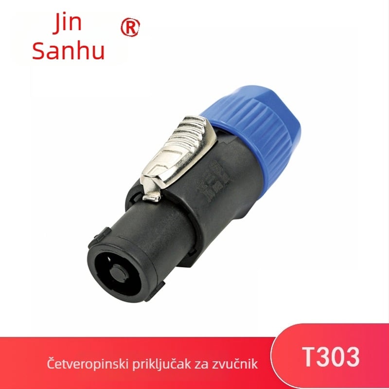 Četverožilni konektor za zvučnik, čisti bakar, marka Jinsan Lake, radna temperatura -30°C do 80°C, ROHS certifikat.