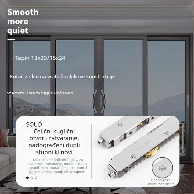 Donji kotač za balkonska klizna vrata, nehrđajući čelik, model YTMDHG, marka Shouli, pogodno za klizna vrata i ormariće