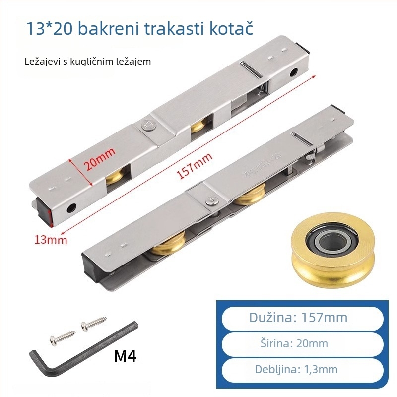 Donji kotač za balkonska klizna vrata, nehrđajući čelik, model YTMDHG, marka Shouli, pogodno za klizna vrata i ormariće