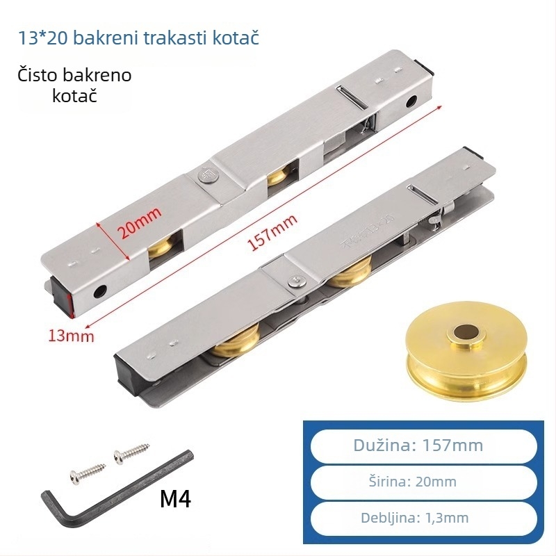 Donji kotač za balkonska klizna vrata, nehrđajući čelik, model YTMDHG, marka Shouli, pogodno za klizna vrata i ormariće