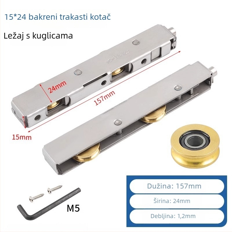 Donji kotač za balkonska klizna vrata, nehrđajući čelik, model YTMDHG, marka Shouli, pogodno za klizna vrata i ormariće