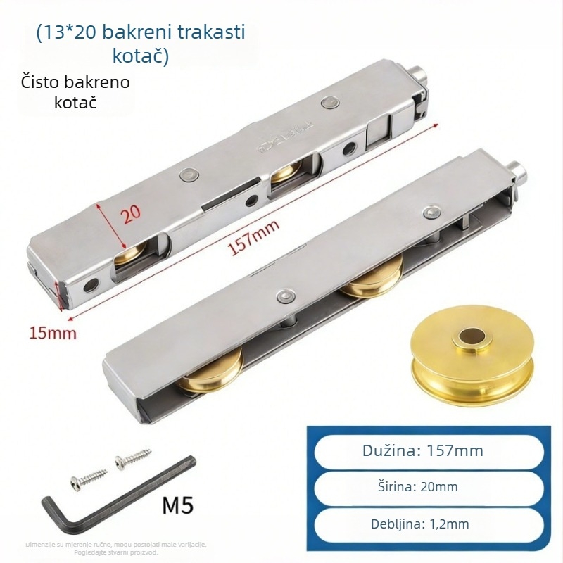 Donji kotač za balkonska klizna vrata, nehrđajući čelik, model YTMDHG, marka Shouli, pogodno za klizna vrata i ormariće