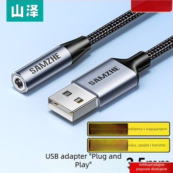 Samzhe TY402 USB 3,5 mm audio adapter za slušalice i mikrofon – 2-u-1, za laptop i desktop