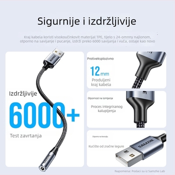 Samzhe TY402 USB 3,5 mm audio adapter za slušalice i mikrofon – 2-u-1, za laptop i desktop