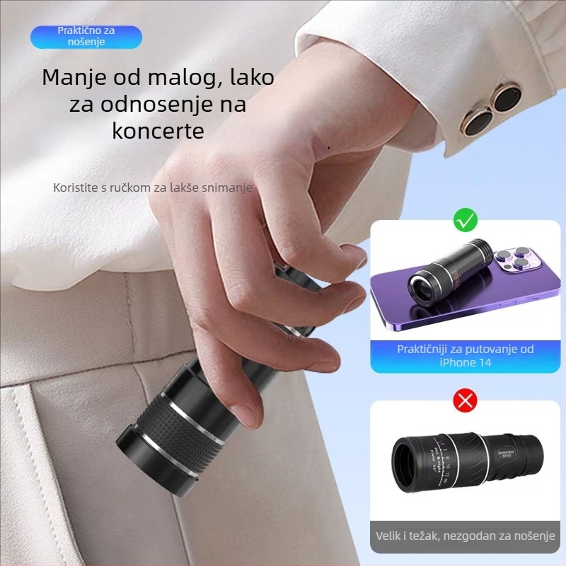 Monokularni teleskop za mobitel 20x, univerzalna kompatibilnost, inkludeni dodaci