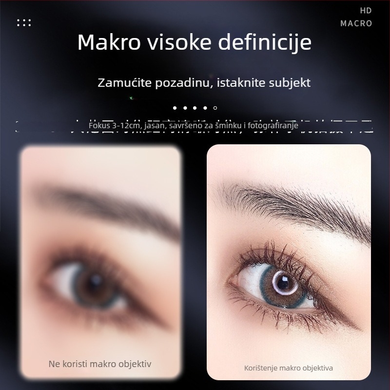 JOVOCN JV-M1 Makro Objektiv s Osvjetljenjem za Fotografiju Trepavica, Nakit i Ljepote — Kompatibilan s Općom Značkom i Općim Modelom