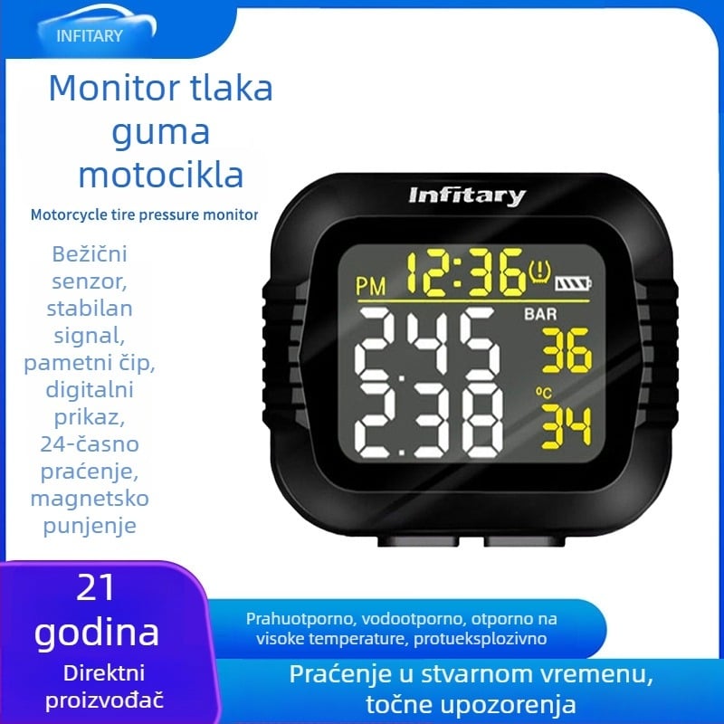 Monitor tlaka u gumama za motocikle i električna vozila s infracrvenim senzorom, digitalni zaslon, model X3, raspon 0-3.5, bežični, visoka preciznost