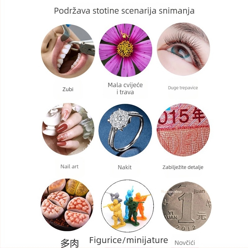Smartphone macro leća 80–100 mm, za snimanje insekata, cvijeća i nakita, navoj filtra 52 mm
