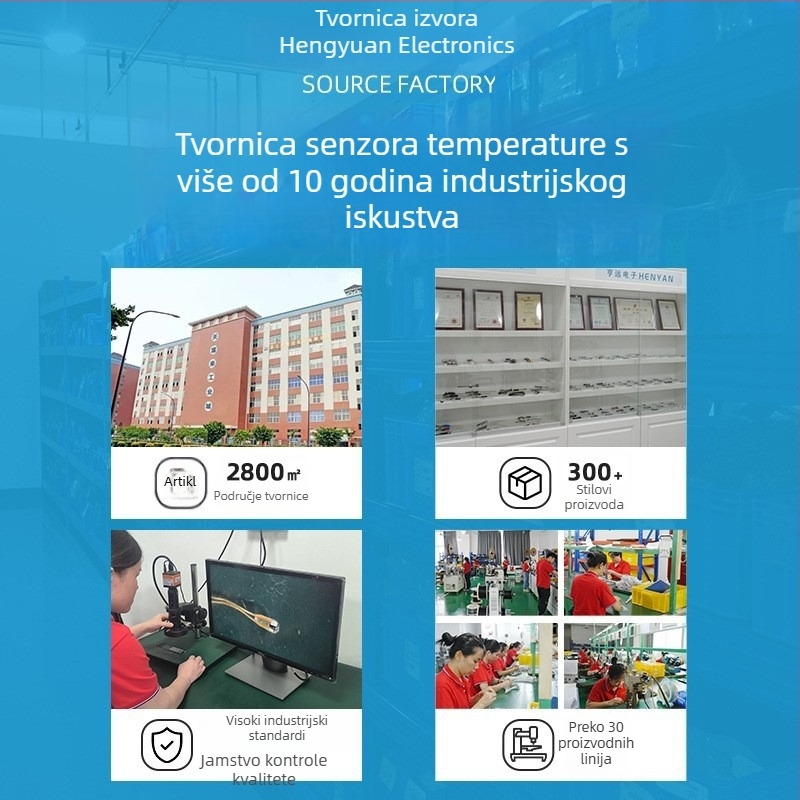 Termistorski senzor temperature s mosadnim navojem i sondom, 50K 3950, HY-TB073-SM-2A-50K za temperaturu vode motocikla