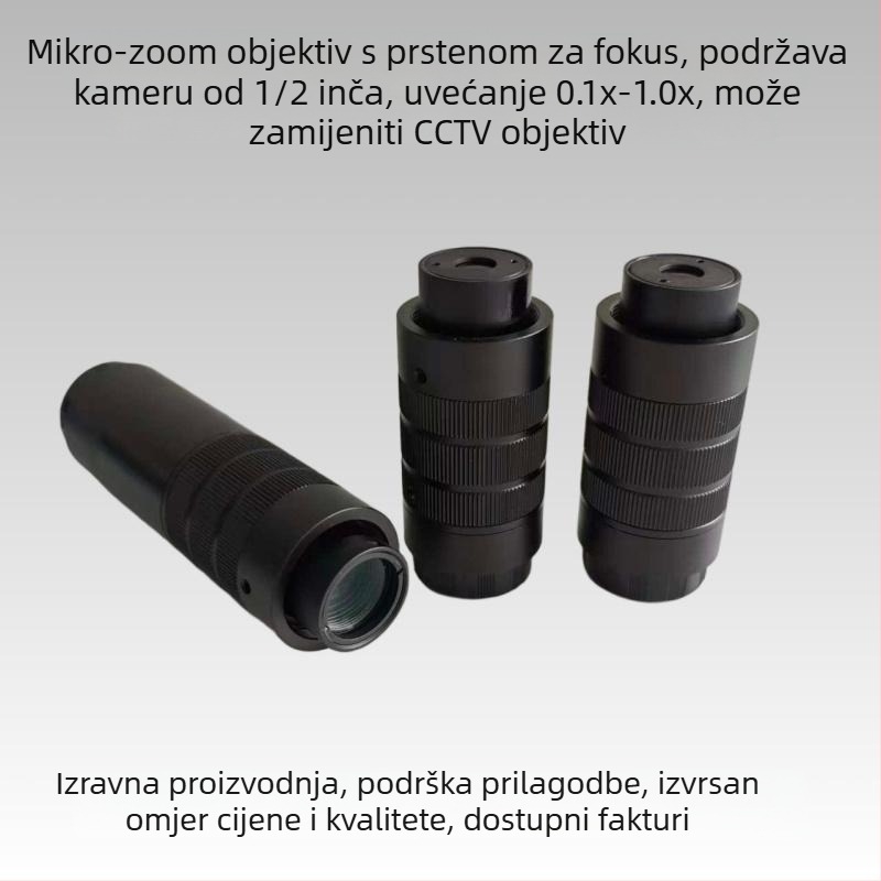 CS-P zoom objektiv za 1/2-inčne kamere, povećanje 0.1–1.0x, prilagodljiv
