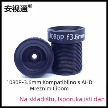 Anshitong objektiv za nadzor – 3.6 mm žarišna duljina, otvor blende F2.0, kut gledanja 90°, najbliža oštrina 0.2 m, navoj M12×0.5
