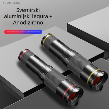 Vanjski teleobjektiv za mobitel, model W48, metalni teleskopni objektiv, univerzalna kompatibilnost za pametne telefone