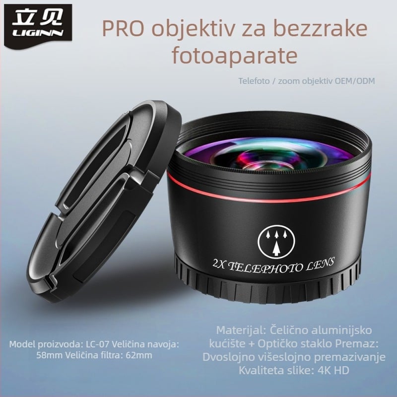 Telekonverter objektiv za Sony bajonet – 2x, 72 mm filtr, žarišna duljina 18 mm, minimalno zaostravanje 1 m