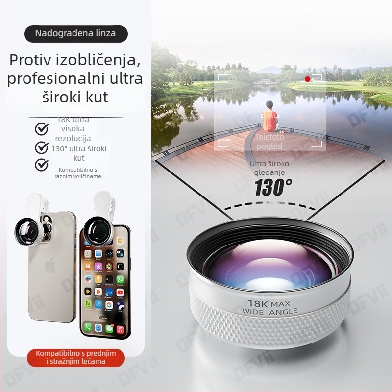 Demaxi Universal optički stakleni objektiv za mobitel — 10K HD širokokutni objektiv za ljepotu, kompatibilan s Apple, Huawei, Oppo, Vivo, Xiaomi i većinom pametnih telefona