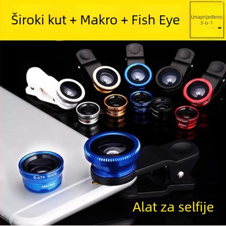 Klip objektiv za mobitel: 180° fisheye, široki kut i makro – tri u jednom za selfie