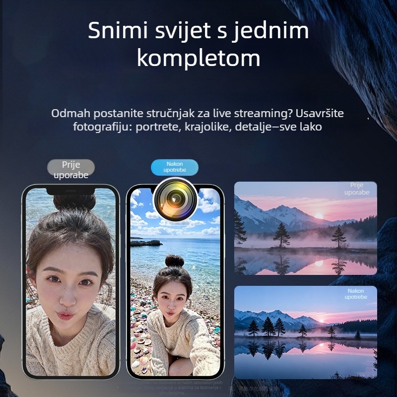 Ultra-čisti širokokutni objektiv 36K18K10K za mobitel, za snimanje i prijenos uživo, vanjska selfie kamera, univerzalno. Model: K-10; Brend: Other; Univerzalna kompatibilnost; Ovlaštena privatna robna marka: Da