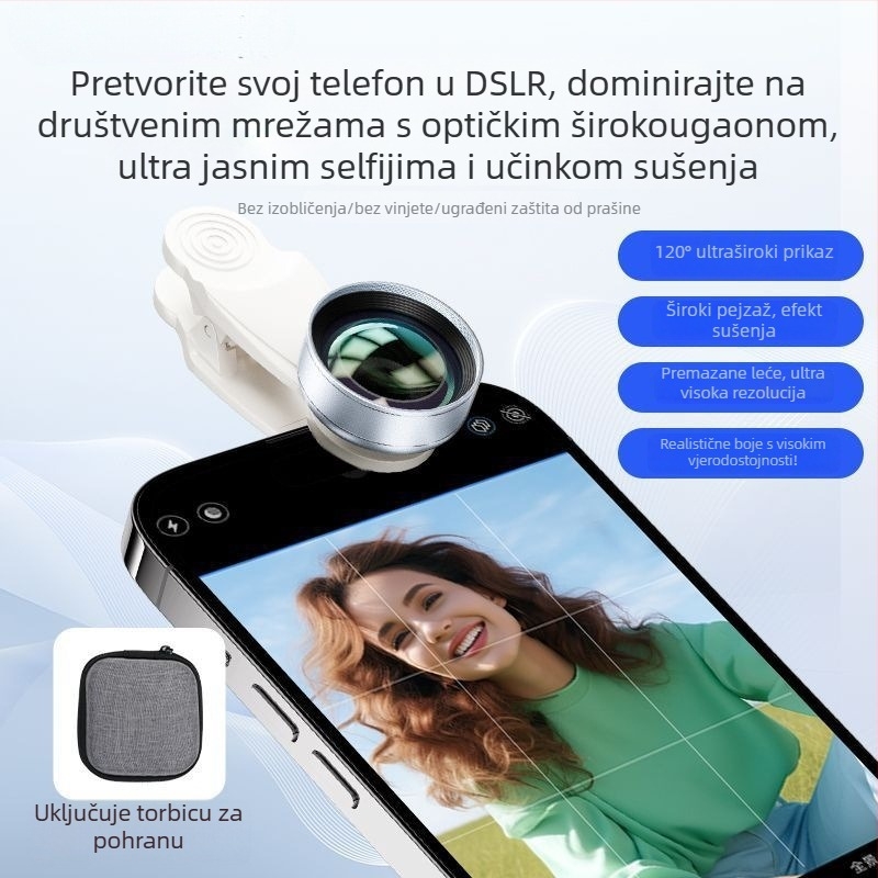 Prednji ultraširokokutni objektiv za mobitel – visoka razlučivost, anti-deformacija, stabilizacija slike, ljepota selfija (Model R431, Marka New ruijie, Kompatibilno s ULT-UNITE, Opća namjena)
