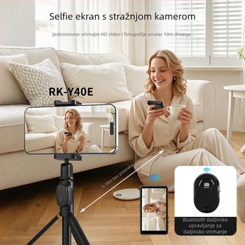 Bežično magnetsko uređaj za selfie zaslon s ogledalom i prijenosom uživo, model Y40E, kompatibilan s Apple i Android
