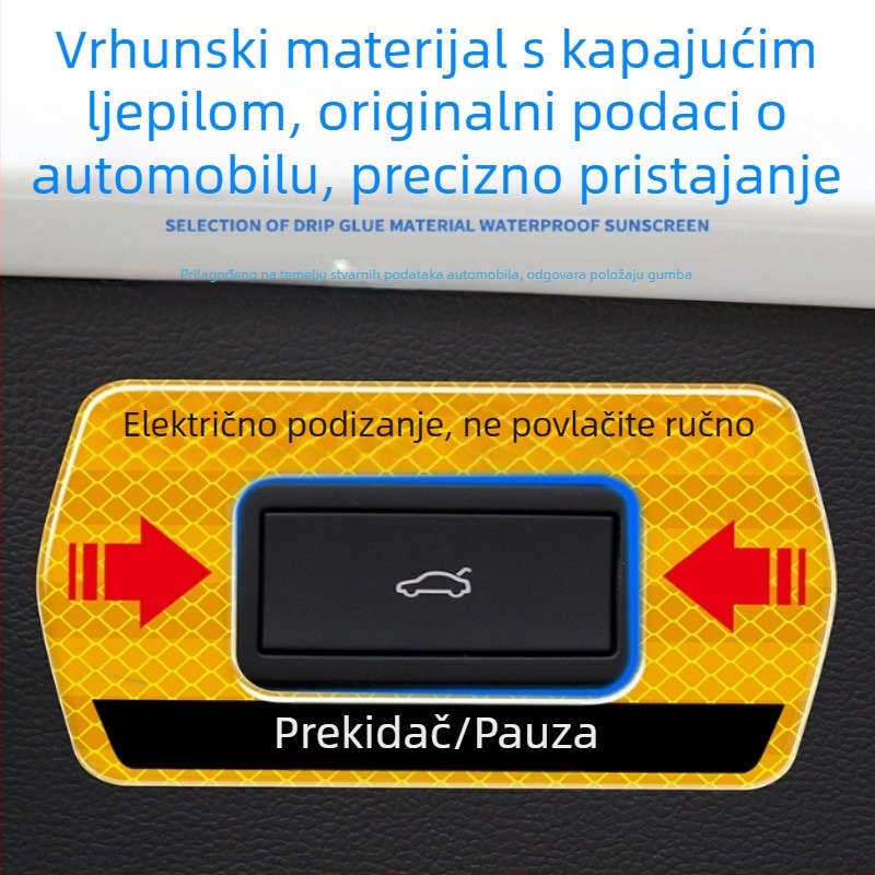 Naljepnice podsjetnika za električni stražnji poklopac s reflektirajućim upozorenjem, za 24 modela Volkswagen Tayron, unutarnja dekoracija