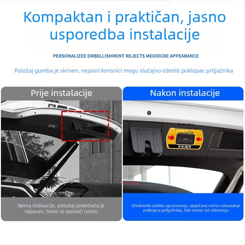 Naljepnice podsjetnika za električni stražnji poklopac s reflektirajućim upozorenjem, za 24 modela Volkswagen Tayron, unutarnja dekoracija
