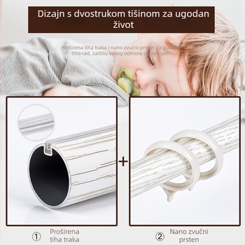 Laka Rimska šipka za zavjese s uzorkom drveta, aluminijska legura, modernistički minimalistički stil, prilagodljivo