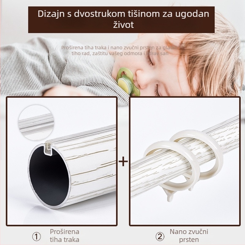 Laka Rimska šipka za zavjese s uzorkom drveta, aluminijska legura, modernistički minimalistički stil, prilagodljivo