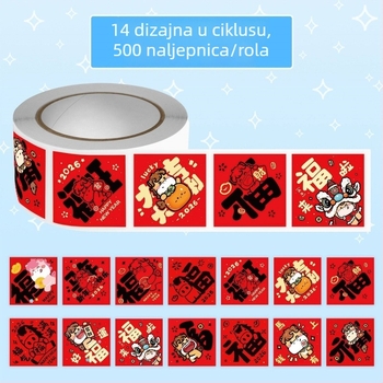 2000 samoljepljivih naljepnica za Novu godinu, Godinu Konja, crvene svečane naljepnice za DIY ukrase za dnevnik i vrećice za poklone