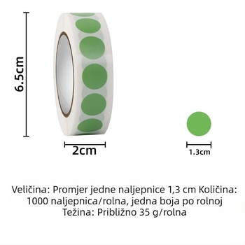Okrugle naljepnice s točkicama za označavanje boja, samoljepljive prazne naljepnice, promjer 13 mm