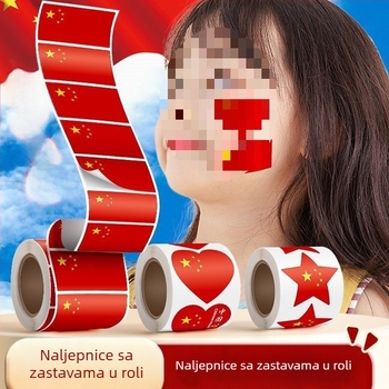 Vodootporne patriotske naljepnice za lice s motivom srca i crvene zastave s petokrakom, tema Nacionalni Dan, za djecu (vrtić)