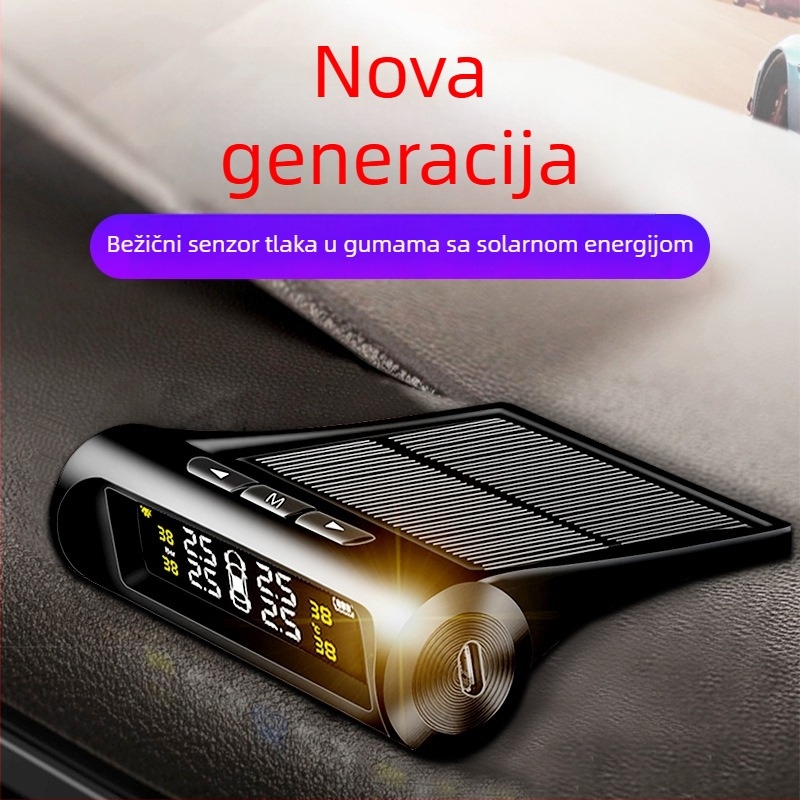 Sistem mjerenja tlaka u gumama automobila, bežični unutarnji i vanjski senzori, visoka preciznost, zaslon za 4 kotača