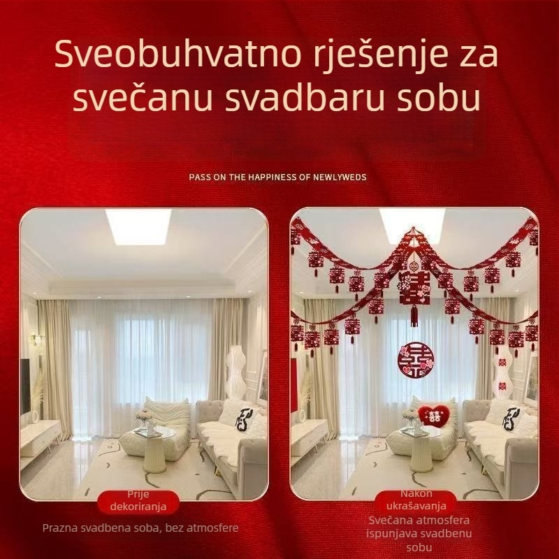 Vjenčani prostoru cvjetni aranžman - netkani materijal, traka, Latte art; Marka Chuan chuan red; Rekviziti za uređenje prostora