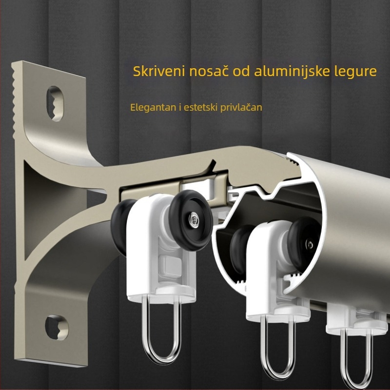 Rimska šipka od aluminijske legure s kliznom šinom za zavjese, integrirana šipka, bočno uMontirana, model JFL772-16