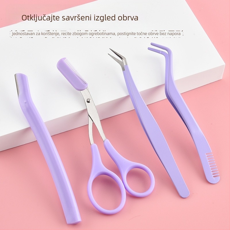 Set za oblikovanje obrva - alati od nehrđajućeg čelika, precizne pincete, britva za obrve, klipsa za obrve; višestruki set za njegu obrva, nosnih dlačica i manikuru; marka Craftsman of craftsmen