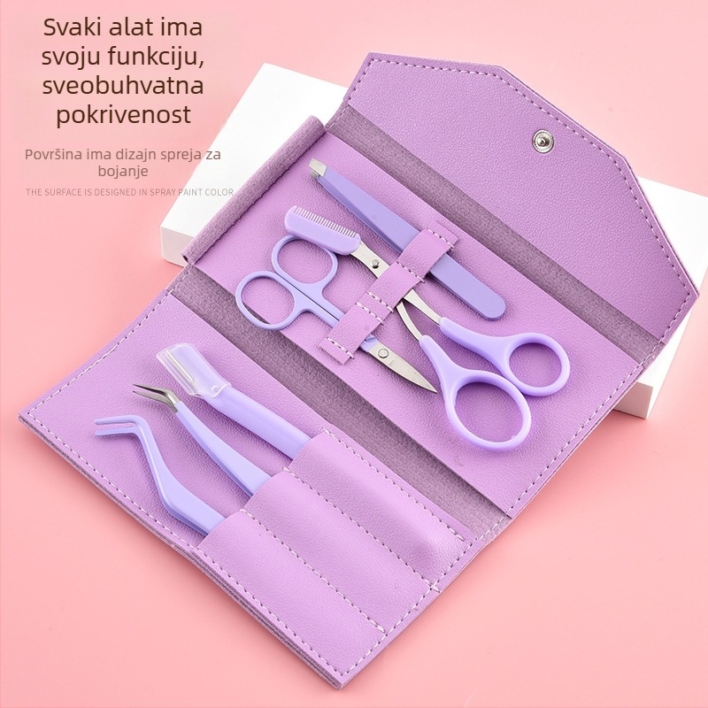 Set za oblikovanje obrva - alati od nehrđajućeg čelika, precizne pincete, britva za obrve, klipsa za obrve; višestruki set za njegu obrva, nosnih dlačica i manikuru; marka Craftsman of craftsmen