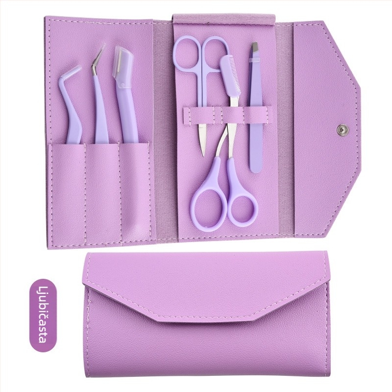 Set za oblikovanje obrva - alati od nehrđajućeg čelika, precizne pincete, britva za obrve, klipsa za obrve; višestruki set za njegu obrva, nosnih dlačica i manikuru; marka Craftsman of craftsmen