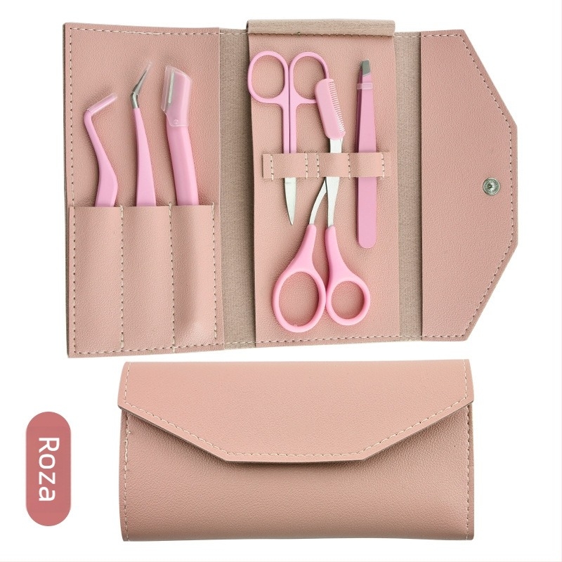 Set za oblikovanje obrva - alati od nehrđajućeg čelika, precizne pincete, britva za obrve, klipsa za obrve; višestruki set za njegu obrva, nosnih dlačica i manikuru; marka Craftsman of craftsmen