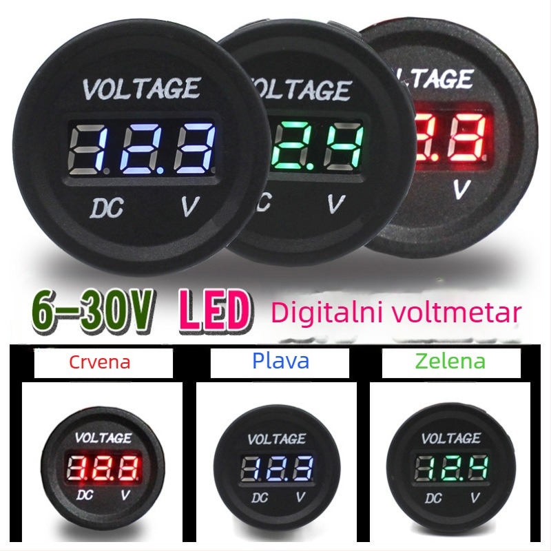 Automobilski voltmetar CS-016B, 0-30V, ABS kućište, digitalni zaslon, praćenje napona u realnom vremenu
