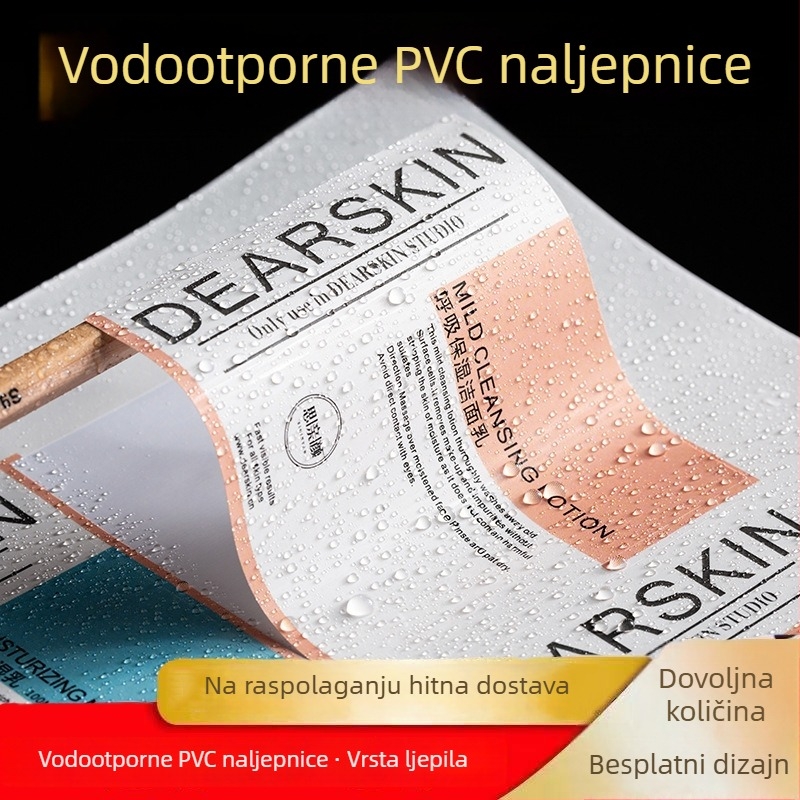Prilagođena vodootporna PVC etiketa za logotip s uklonjivim prozirnim naljepnicama i bronzanjem, debljina 0,2 mm, temperaturni raspon 20–100 °C, model YLS10228