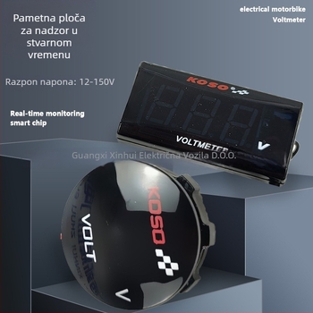 RPMACE voltmetar za električni motocikl – vodootporan LCD zaslon, kompaktno ABS kućište, raspon 0-150V