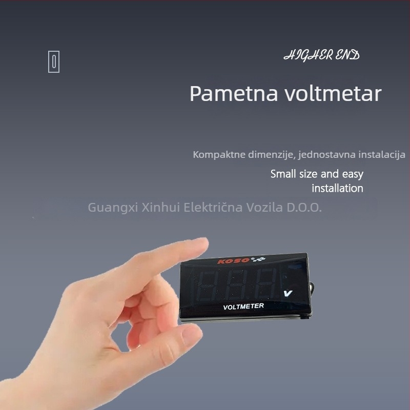 RPMACE voltmetar za električni motocikl – vodootporan LCD zaslon, kompaktno ABS kućište, raspon 0-150V