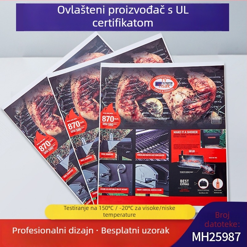 Naljepnica za pećnicu, vodootporna i otporna na visoke temperature, PET samoljepljiva, pravokutna, raspon temperature -40 do 280 °C, CSA certificirano
