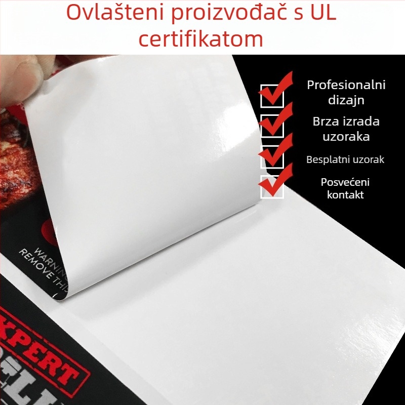 Naljepnica za pećnicu, vodootporna i otporna na visoke temperature, PET samoljepljiva, pravokutna, raspon temperature -40 do 280 °C, CSA certificirano