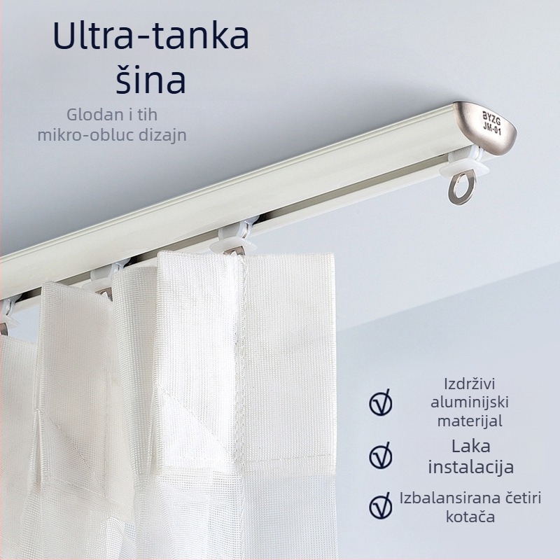 Šina za zavjese - ultra-tanka HL001, aluminijska legura, brend Huan Li, moderni minimalistički stil