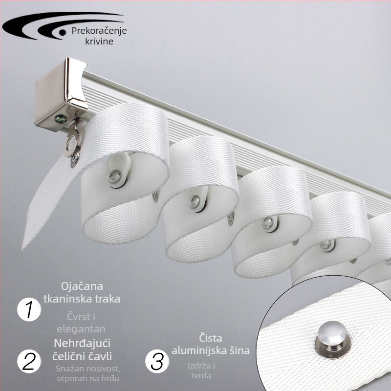 Serpentin zavjesna šina – SXL serija, aluminijsko legura, tip držanja: viseći (Model: SXL serija; Tip: serpentinska zavjesa; Materijal: aluminijsko legura; Primjenjivi tip zavjese: viseći)
