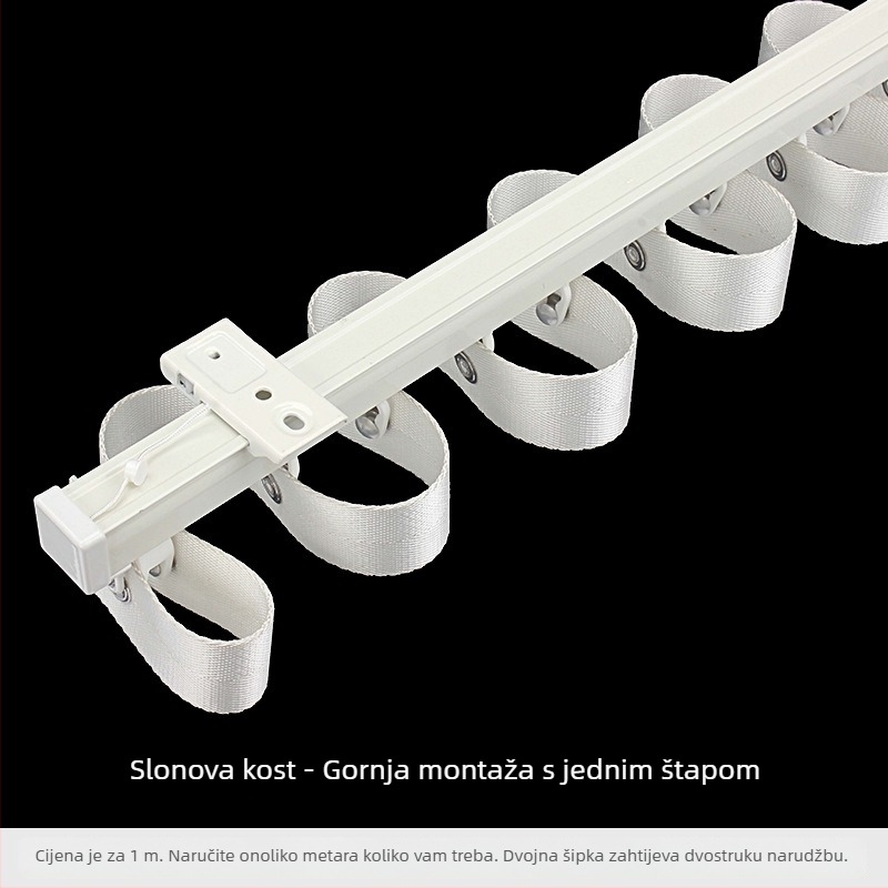 Serpentin zavjesna šina – SXL serija, aluminijsko legura, tip držanja: viseći (Model: SXL serija; Tip: serpentinska zavjesa; Materijal: aluminijsko legura; Primjenjivi tip zavjese: viseći)