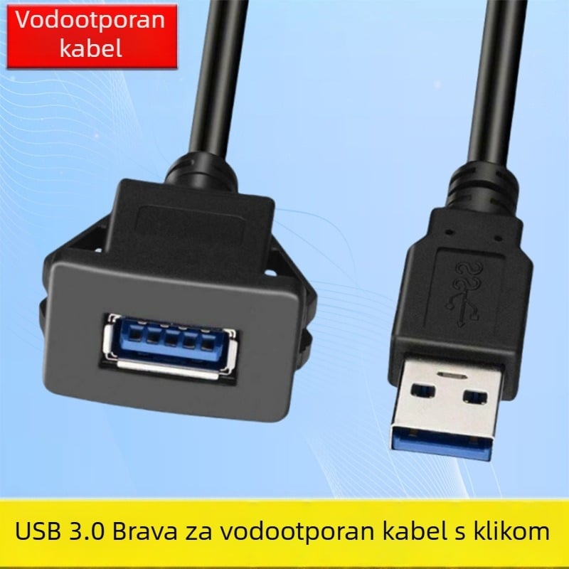 USB adapter linija za automobilni panel, vodootporna, USB sučelje, priključak vozila, montaža na ploču, bakar bez kisika