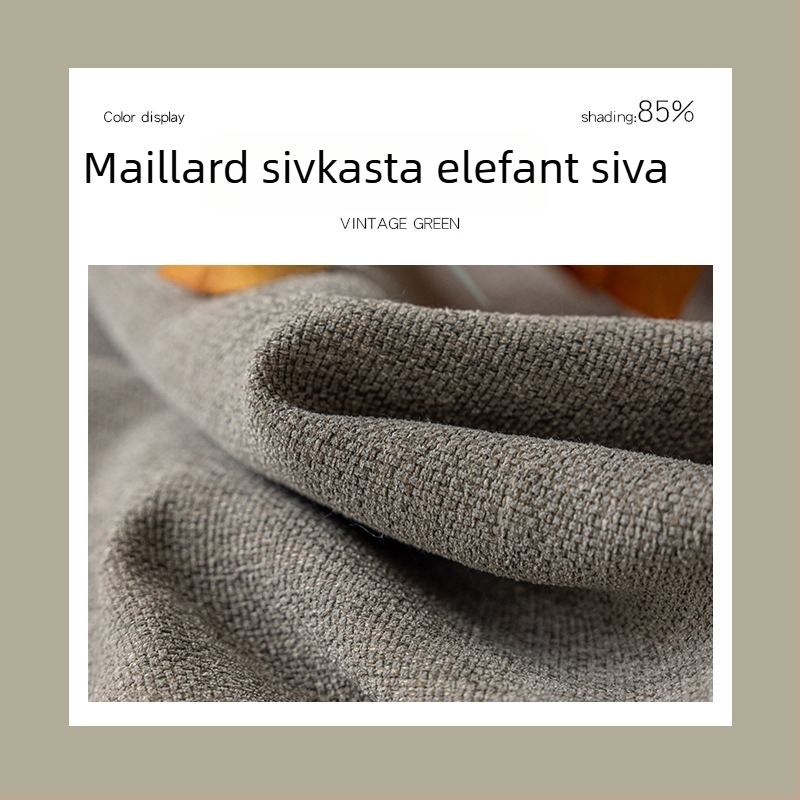 Zavjese u francuskom stilu s crnim rubom od chenille pamuk-linen u vintage zelenoj boji, za dnevni boravak i spavaću sobu, zatemnjujuće