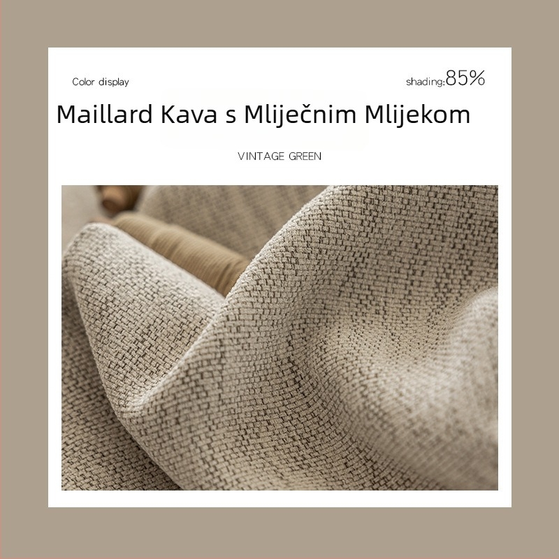 Zavjese u francuskom stilu s crnim rubom od chenille pamuk-linen u vintage zelenoj boji, za dnevni boravak i spavaću sobu, zatemnjujuće