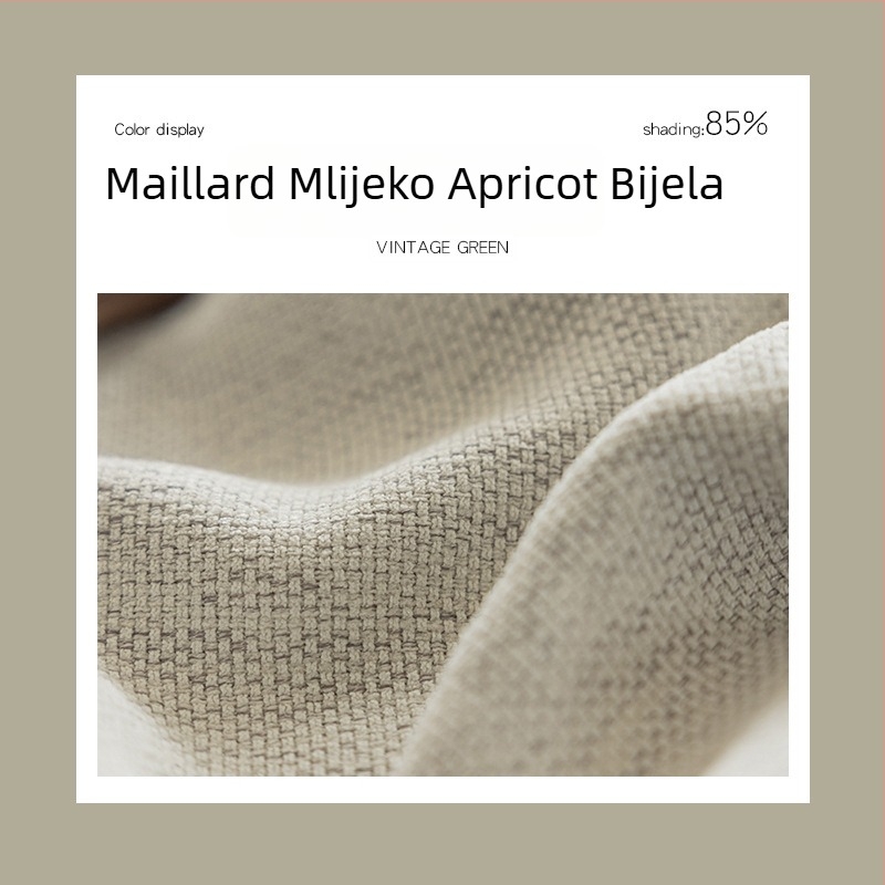 Zavjese u francuskom stilu s crnim rubom od chenille pamuk-linen u vintage zelenoj boji, za dnevni boravak i spavaću sobu, zatemnjujuće