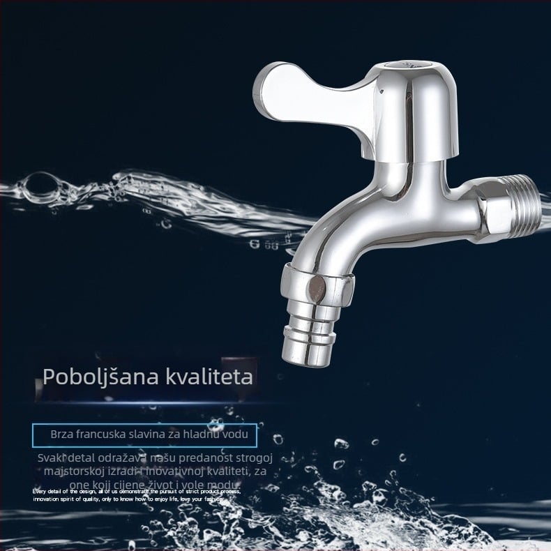 Ugradni zidni slavine za perilicu rublja, cinkova legura, LF3060, hladna voda, zidna montaža, keramičko srce ventila, otvaranje pomoću ključa